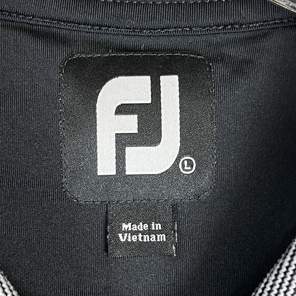 Footjoy Polo Shirt Mens Large Black Golfing Rugby Logo Preppy Adult - Picture 6 of 11